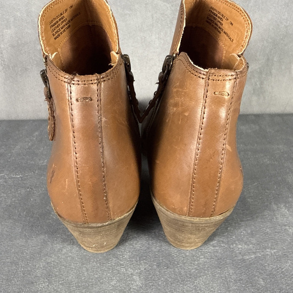Frye Judith Double Zip Women's Wheat Brown‎ Leather Ankle Bootie 2.5 Heel 10M - Picture 10 of 16